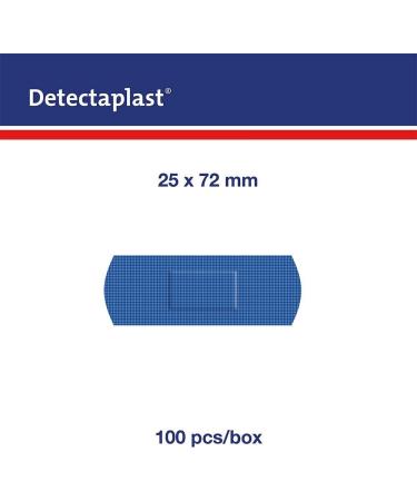 Metal Detectable Blue Elastic Plasters 25x72mm - 100 Strips | Catering First Aid Essential for Food Handling Environments - Buy Online on GoSupps.com