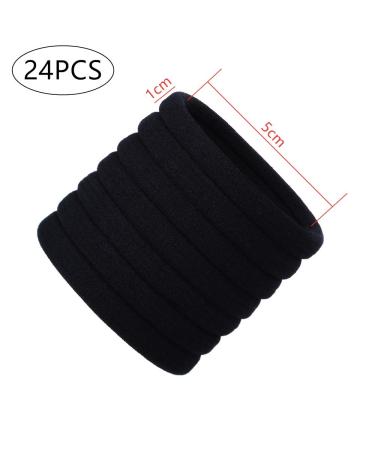 24 Large Cotton Stretch Hair Ties - Black Ponytail Holders for Curly & Thick Hair | Durable & Soft Hair Bands - Buy Online on GoSupps.com