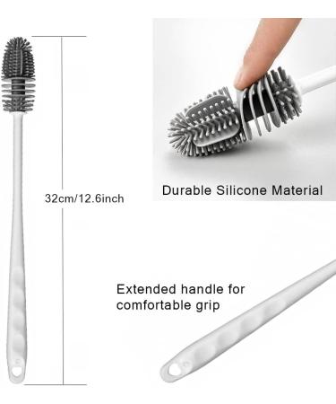 Long Handle Silicone Baby Bottle Brush - White - Buy Online on GoSupps.com