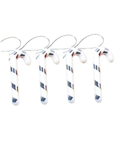 STOBAZA 4pcs Christmas Candy Cane Plastic Candy Cane Christmas Fireplace Ornaments Christmas Tree Crutches Silver 7x2.5cm
