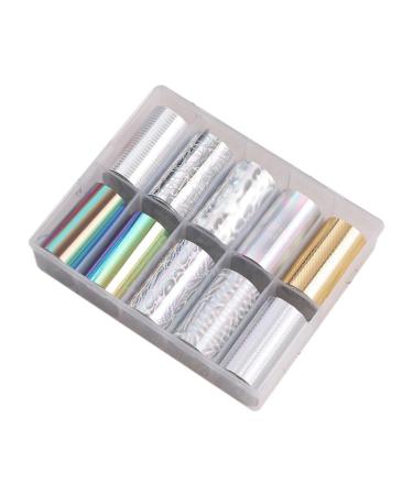 Xptieeck 10 Rolls Nail Foils Polish Stickers Metal Color Starry Paper Transfer Foil Wraps Adhesive Decals Nail Art Decorations