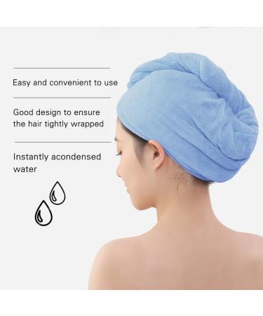 2 Pack Microfiber Hair Towels & Turbans for Fast Drying - Blue Hair Wraps for Women - Buy Online on GoSupps.com