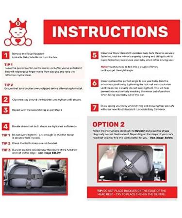 Royal Rascals Lockable Baby Car Mirror | Shatterproof & Crystal Clear Rear View | Baby Car Seat Mirror with Safety Sign | Car Seat Accessories - Black - Buy Online on GoSupps.com