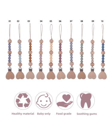 Pacifier Chain Happy-Crazy-Baby | Heart-Taupe for Boys & Girls | Perfect Baby Shower Birthday & Baptism Gift - Buy Online on GoSupps.com