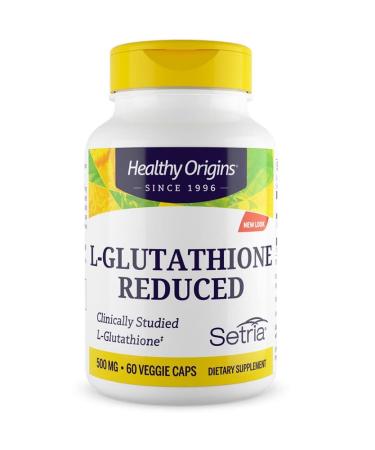 Healthy Origins L-Glutathione Reduced with Setria 500 mg 60 Vegan Capsules Gluten Free Soy Free Vegetarian
