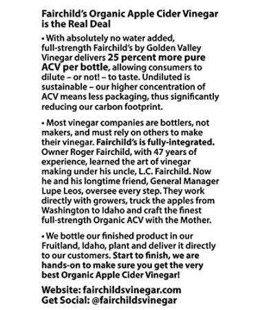 Fairchild's Organic Raw & Unfiltered Apple Cider Vinegar 32 oz - 2 Pack - Buy Online on GoSupps.com