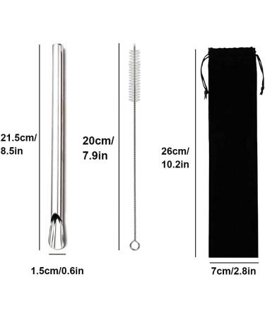 Extra Wide Reusable Stainless Steel Boba Drinking Straws Spoon Fat Straws Smoothie/Bubble Tea/Milkshakes Straws with Cleaning Brush & Carry Bag 12mm/0.5" Wide (Set of 3 Black) - Buy Online on GoSupps.com