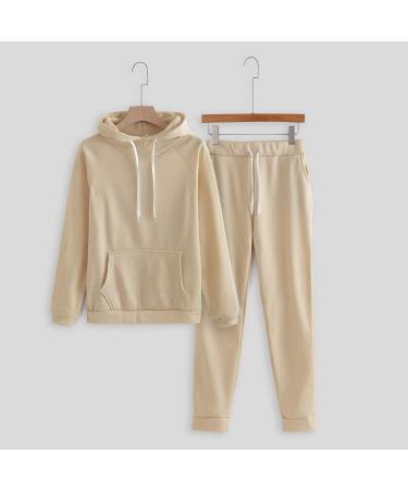 UQGHQO Biker Short Set Women 2 Piece Outfit | Summer Jogger Tracksuit | Crew Neck Sweatshirt | Khaki Large - Buy Online on GoSupps.com