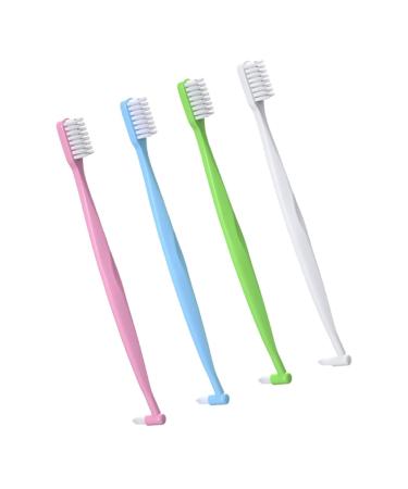 Minkissy 4 pieces double -sided toothbrush detail cleaning bridge toothbrush Double SIDED Brush Travel Toothbrush Double -headed toothbrushes home accessory human body manual