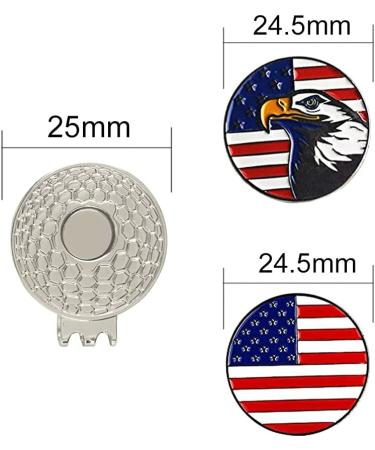PINMEI Colorful Golf Ball Markers with Silver Hat Clip - USA Flag Eagle Design - Buy Online on GoSupps.com
