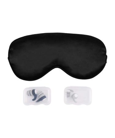 CALIDAKA 2 Pair EarPlugs for Sleeping Noise Cancelling and 1Pc Soft Sleep Eye Mask Soft Silicone Reusable Earplugs for Noise Reduction Ear Plugs for Sleeping Nap Yoga(Black)