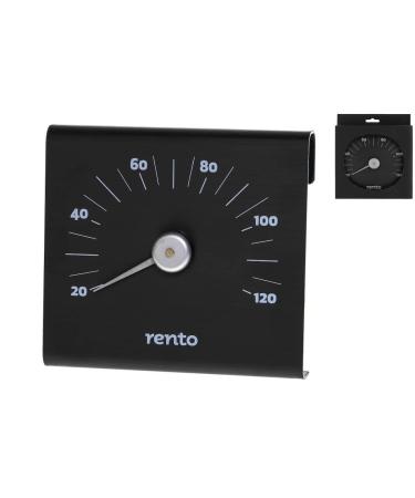 Rento thermometer made of black brushed aluminum for sauna