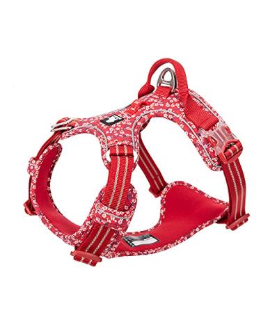 Winhyepet Truelove NO-Pull dog dishes cotton fabric breathable and reflective soft adjustable to run walking walking suitable for small medium-sized cats dogs tlh5655 S poppy red red
