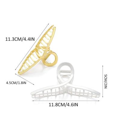 Gold Shark Brinie Hair Claw Clips - Set of 2 Metal Hair Clamps for Women and Girls - Buy Online on GoSupps.com