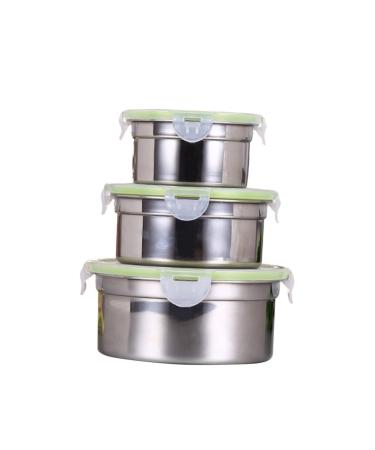 3pcs Boxes Food Containers with Lids Stainless Steel Student Fresh Bowl As Shownx3pcs