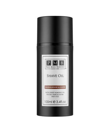 Pall Mall Barbers Finest Shave Care for Men Since 1896 - Pre Shave Oil Sandalwood & Clove - 100ml | Mens Stubble Softening Oil - Smooth and Close Shave Shaving Oil