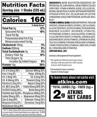 Atkins Strawberry Shake 4 Count - 11 Oz. Containers (2 Pack) - Buy Online on GoSupps.com