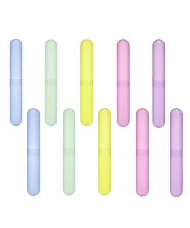 Pack of 10 Assort Color Plastic Toothbrush Case/Holder for Travel Use