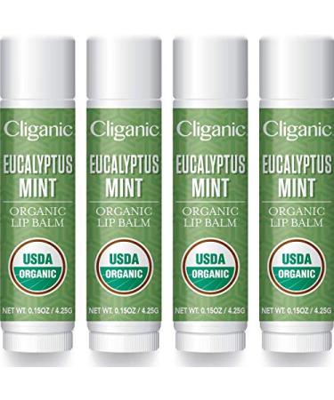 Cliganic Organic Lip Balm - Eucalyptus Mint (Pack of 4)