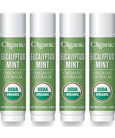 Cliganic Organic Lip Balm - Eucalyptus Mint (Pack of 4)