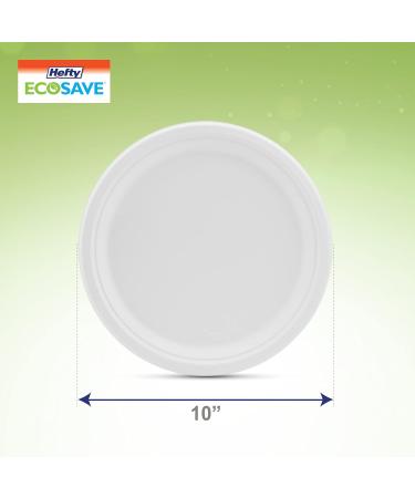 "Hefty ECOSAVE Compostable Disposable Paper Plates Dinner 10" 125 Count - Buy Online on GoSupps.com