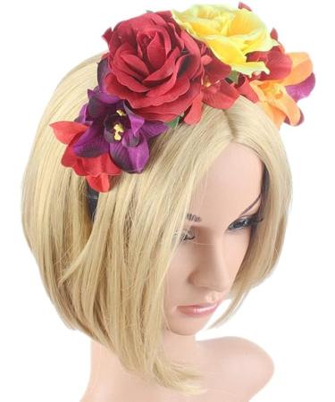 Happyupcity Mexican Flower Crown Headband Halloween Hairband Head Band Party Costume Rose Flower Crown Headpiece Cosplay Hair Accessories - Buy Online on GoSupps.com