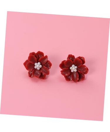 CALLARON 1pair Earrings Symmetrical Ear Rings Resin Ear Rings The Flowers White Miss mediumx3pcs Redx3pcs - Buy Online on GoSupps.com