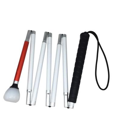 7-section aluminum blind cane reflective red and white folding walking stick for blind people white cane for visually impaired people (black handle 125cm (49.2inch)) Black Handle 125cm (49.2inch)