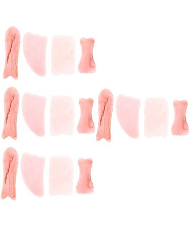Beaupretty 16 STK Tools for the scrape of stones scratching board body skin Guasha-Tool Handheld-Guasha board Handbook massage board stone scratching artificial beeswax pink rosax4stk 12.4x4x0.8cmx4pcs
