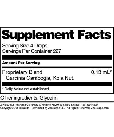 Garcinia Cambogia & Kola Nut Glycerite Liquid Extract (1:5) - No Flavor (1 oz ZIN: 522502) - Buy Online on GoSupps.com