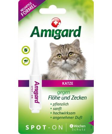 Amigard spot-on 1-pack for cats for ticks and fleas 1 month of protection vegetable active ingredients without perfume and preservatives vegan cats single pack - Buy Online on GoSupps.com