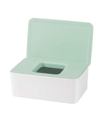QKFON storage box for wet wipes wet wipes for dry and wet tissue paper napkin holder wet wipes donor holder with lid for home and office (green white)