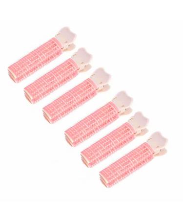 6PCS Natural Fluffy Hair Clip Lazy DIY Styling Curling Tools Hair Roots Self-Grip Hair Clips Pink