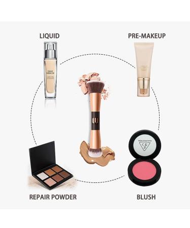 Buy Rose Gold 2-in-1 Face Foundation Brush - Double Ended Blush & Loose Powder Makeup Tool for Perfect Blending - Buy Online on GoSupps.com
