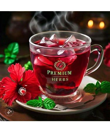 PREMIUM HERBS Hibiscus Tea | Hibiscus Tea Organic Flowers | Single Origin Source From Egypt | Great for Iced or Hot Brewed Herbal Green Tea | Caffeine Free 100% Natural Eco-Friendly Packaging - Buy Online on GoSupps.com