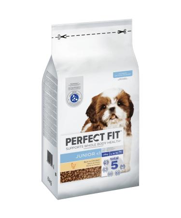 Perfect Fit Junior 1 Dry Food for Small Dogs ( 10 kg) Under 1 Year 6 kg (1 Pouch) Premium dry food for puppies rich in chicken to support healthy growth