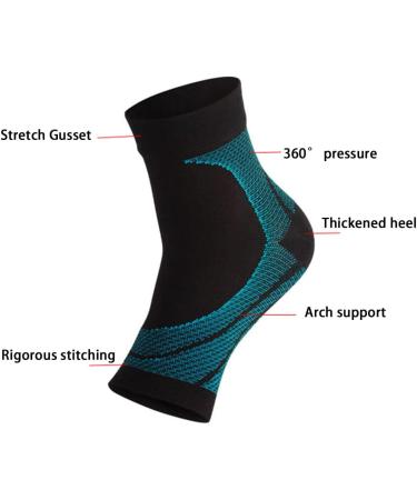 3 Pairs Level 2 Compression Ankle Braces - Open Toe Sport Sleeve Socks for Arch Support & Achilles Pain Relief - Large Blue - Buy Online on GoSupps.com