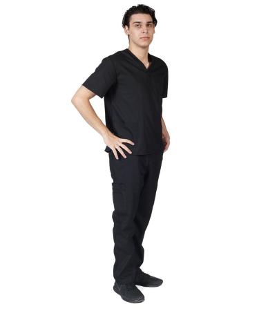 M&M SCRUBS Men Scrub Set Medical Scrub Top and Pants Medium Black