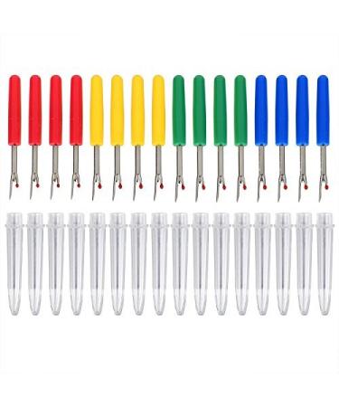 Blulu Seam Ripper Stitch Thread Unpicker with Plastic Handle and Cover for Sewing and Crafting  Assorted Colors (16 Pieces)