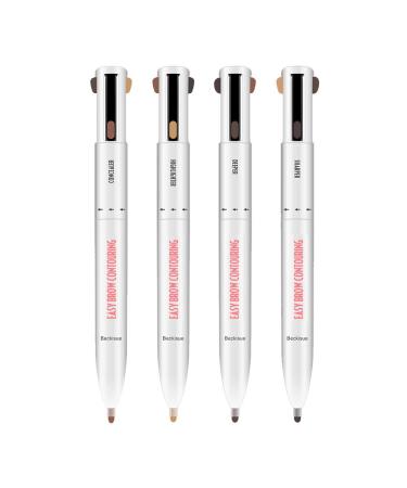 4-in-1 Eyebrow Contour Pen Waterproof Defining Highlighting Eye Brow Eyebrow Pencil Natural Brows Makeup Cosmetic Tool Black Brown