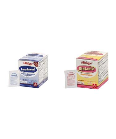 Medique 20350 Loradamed 50 Tablets 10mg & 22033 Diotame Tablets 100 Tablets Pink