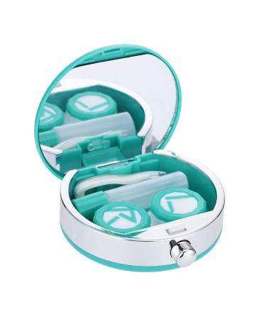 Anggrek contact lens container portable glasses case storage set with mirror and container soaked travel contact lenses set inserting help for contact lenses green