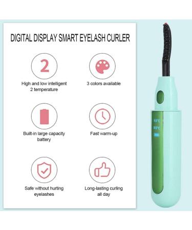 Heated Eyelash Curler USB Rechargeable Eyelash Curler 2 Gear Temperature Control with LED Display Mini Lash Curler for Women Girls Quick Heating Curling (Green) - Buy Online on GoSupps.com