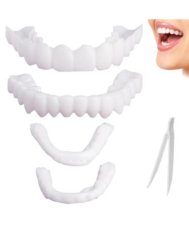 Brigt cattle false teeth veneers temporary prostheses teeth cosmetic veneers teeth of course dentures upper and lower immediate veneers with mini tweezers for men and women 2 pairs