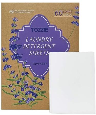 Tozzie Laundry Detergent Sheets - Plant-Based Lavender Scented Quick Dissolving 60 Loads (30 Sheets) - Eco-Friendly Laundry Solutions - Buy Online on GoSupps.com
