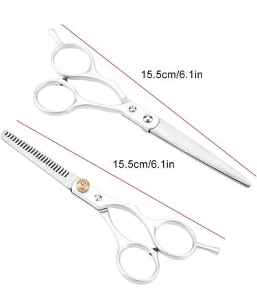 Hairdressing Shear Hair Cutting Barber Scissor 6.1 inch Stainless Steel Professional Haircut Thinning Scissor Portable Beginners Use for Families/Home/Pets/Barber Salon for Men and Women(Two-Piece) - Buy Online on GoSupps.com
