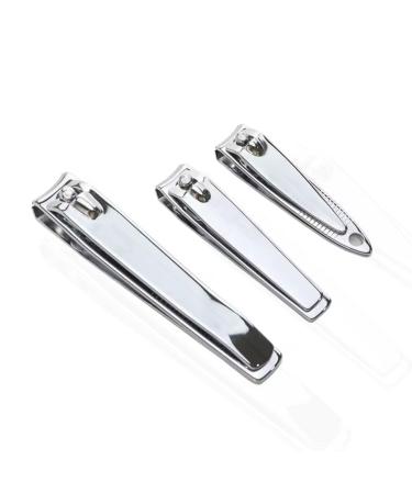 Nail Clippers Set of 3 Silver Stainless Steel Blades for Men Women Professional