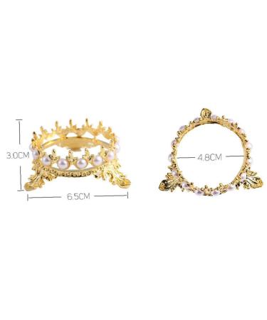 Elegant Crown Pen Holder with Pearl Nails Art Design | DIY Manicure Brush Stand for Nail Sculpture & Drawing - Gold - Buy Online on GoSupps.com
