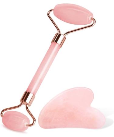 Uraqt Gua Sha & Facial Roller Set - Rosa Jade Stone Massager for Fine Lines & Glowing Skin | Perfect Valentine's Day Gift - Buy Online on GoSupps.com
