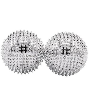 Chi Enterprise Magnetic Massage Balls - Medium | 2 Silver Hedgehog Balls for Acupressure & Self-Therapy - 47mm Diameter with 228 Needles - Buy Online on GoSupps.com
